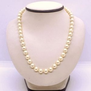 18" Jostens 925 Sterling Silver 8mm Synthetic Champagne Pearl Strand Necklace
